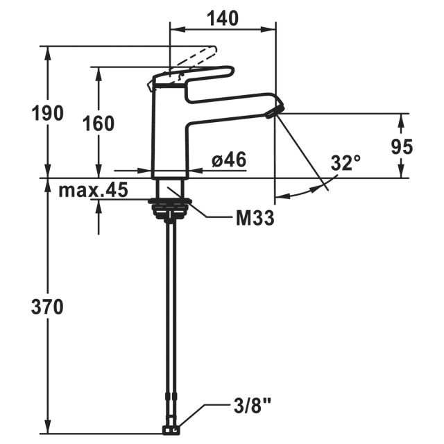 KWC Waschtischmischer
Wamas 2.0, A 140 mm
Auslauf fest
ohne Ablaufventil
Anschlussschläuche 3/8"
chromeline