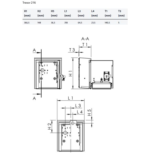 Armoire TRESOR KEMPER AP
fig. 216 Robinetterie extérieure
antige Prise 230 V, type suisse 13