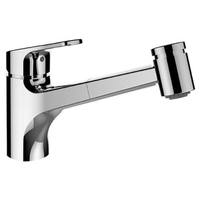 Mélangeur d'évier CITYPRO SK
S 225 mm, goulot orientable
douche extensible, débit
8,4 l/min, groupe acoustique I
Coloris: chromeline