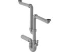 Geberit, Siphon à double chambre pour deux éviers, avec embout cannelé équerre, sortie horizontale