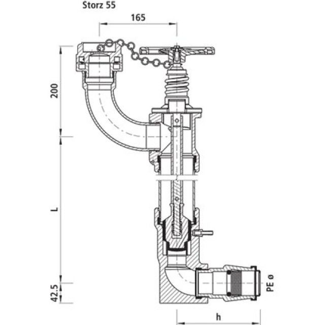 HAWLE BEWÄSSERUNGSHYDRANT
N767      D50      L=1000MM
UNTERFLUR MIT HANDRAD