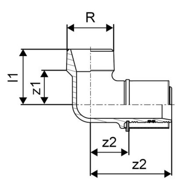 GF Uponor S-Press
coude 90° mâle 40-R1 1/4"MT