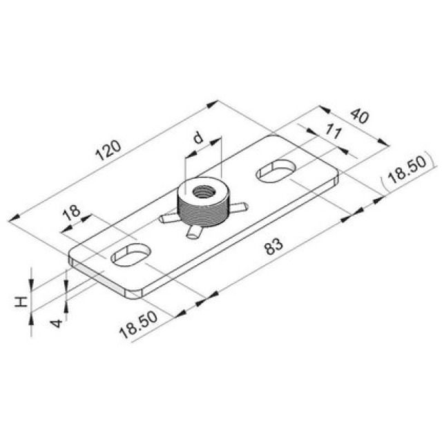 GRUNDPLATTE SCHWER VERZINKT
1/2" X M10"