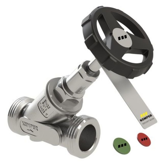 KEMPER NIRO Freistrom-
Absperrventil mit
Aussengewinde G 2 3/8"
DN 50, PN 16, max. 110° C
mediumberührte Metallteile aus
Edelstahl