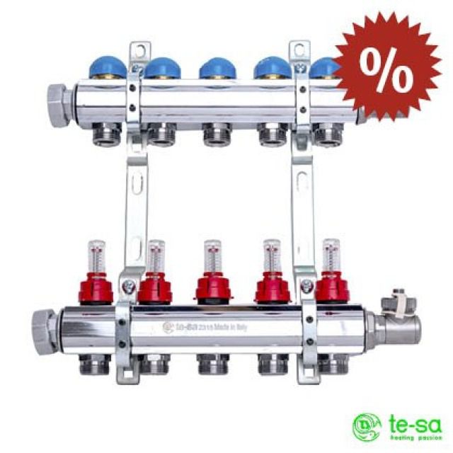 Fussbodenheizungsverteiler
te-sa, Messing, 1", 2-fach
3/4" Eurokonus