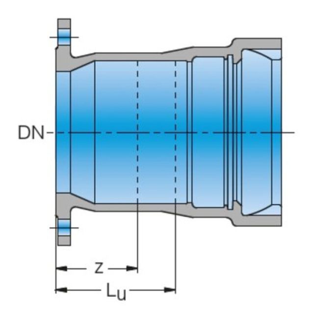 DUKTUS RACCORD BRIDE EMBOITEMENT
AUTO-ETANCHE BLS  TYP EU VRS-T
DN 100  ART. FO100.000.4210