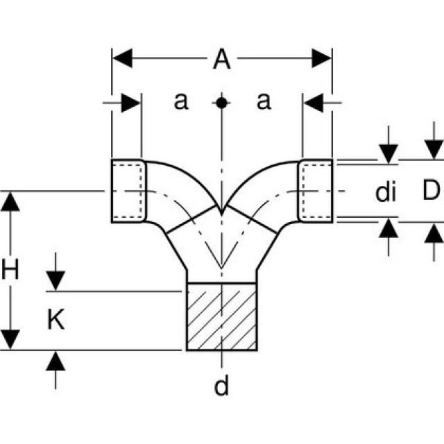 GEBERIT PE T-CULOTTE 180° SIPH
363.463 A/ MANCHON RACC 56 MM
