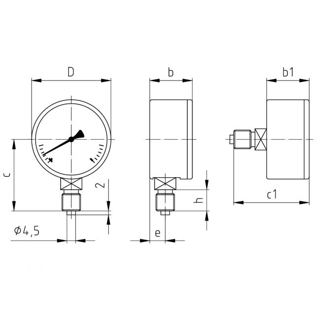 MANOMETER FIG. 1    1300100002
63MM 0-100BAR ANSCH. HINT.1/4"