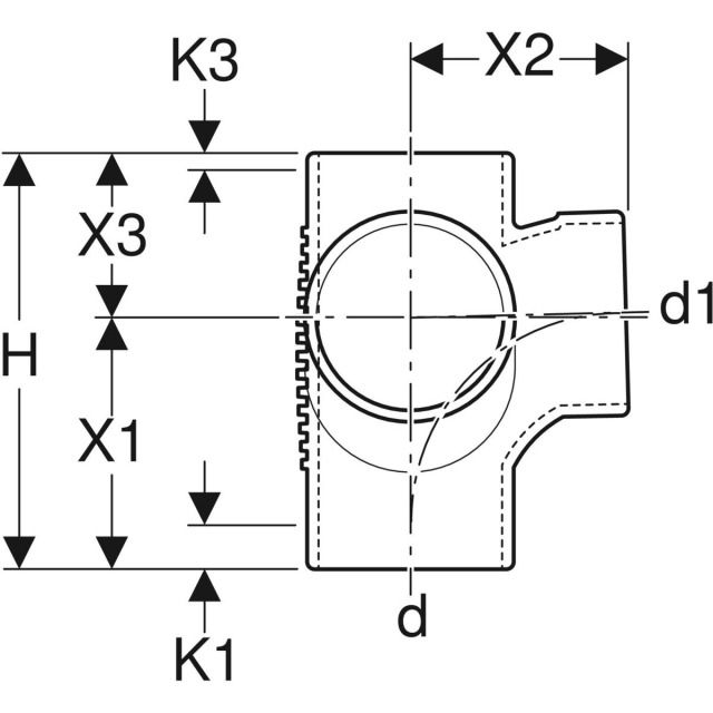Embranchement avec départ coudé
308.083 88.5°/90° Geb Silent-db20
d=90mm, d1=90mm