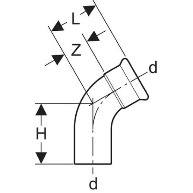 MPF-S SUPERS. EINST.-BOGEN 45°
32711                   108 MM