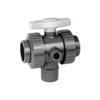 +GF+ PVC-U, Robinet à bille à 3 voies, PN10, Type 543 verticale, bille àpassage L