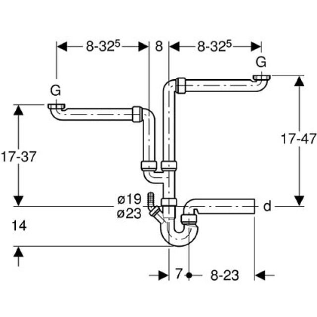 GEBERIT GARNITURE EVIER DOUBLE
152.806  2" - 56 MM