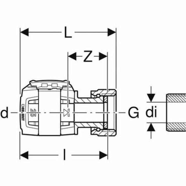 FLOWFIT RACCORD DROIT
619.491   D=20  G=1/2"
AVEC ÉCROU DE SERRAGE