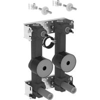 GIS Set lavabo pour robinetterie monobloc, avec deux unités pour compteur d'eau avec robinet d'arrêt encastré JRG LegioStop® et té de raccordement