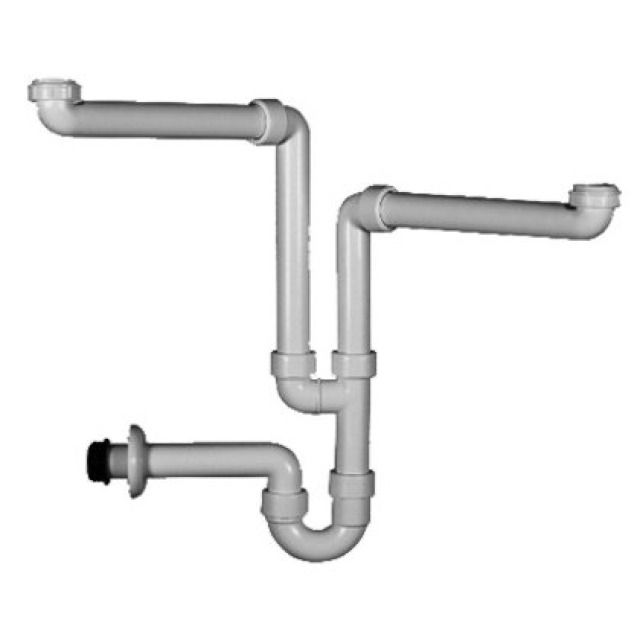 Garniture de racc. GEBERIT
1 1/4"/1 1/2" x 40 mm
double, siphon en tube coudé
Coloris: blanc