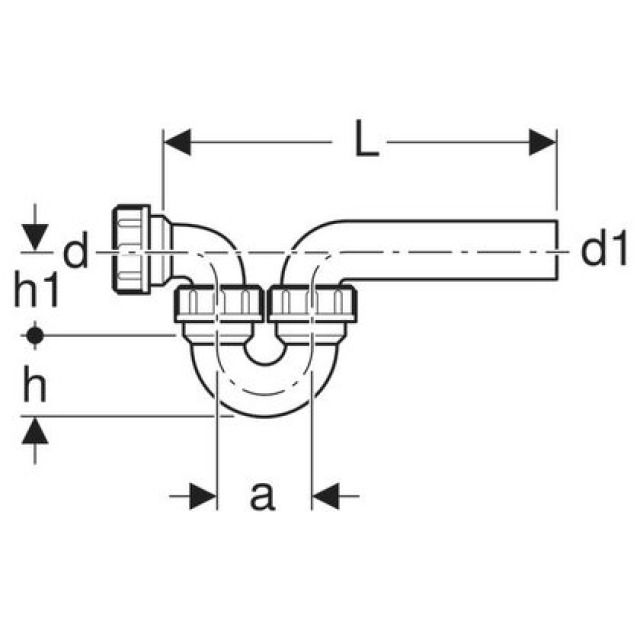GEBERIT SIPHON HORIZ./HORIZ.
152.045 NOIR  50 / 56 MM