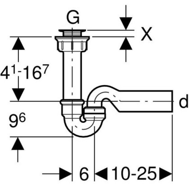 GEBERIT SIPHON RECEVEUR DOUCHE
150.032 CHR. BRIL 1 1/2"X56 MM