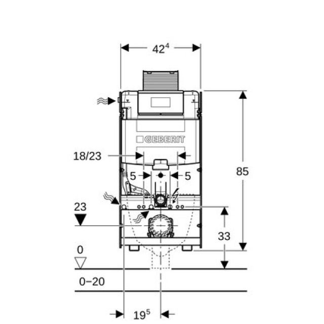 Elément de WC Geberit GIS Omega
hauteur 100 cm, largeur 42.4 cm - Montagerahmen Leerrohr für
Wasseranschluss Geberit AquaClean
Ausladung max. 62 cm
