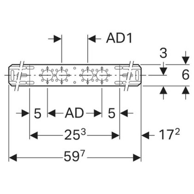 PLAQUE DE MONTAGE DOUBLE
N° 601.732.00.1    7.65/15.3
MEPLA A/DECROCHEMENT