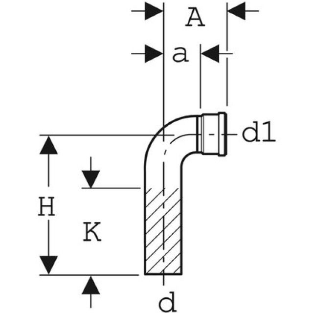 COUDE DE RACCORDEMENT GEBERIT 90°
AVEC DOUILLE 56 MM