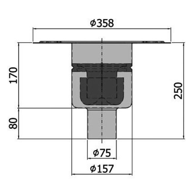 ACO BODENAB. SENKR. MEHRT INOX
416398 MIT KLEBEFLANSCH DN 100