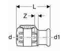 Raccord intermédiaire Geberit FlowFit-Mapress, avec manchon à sertir