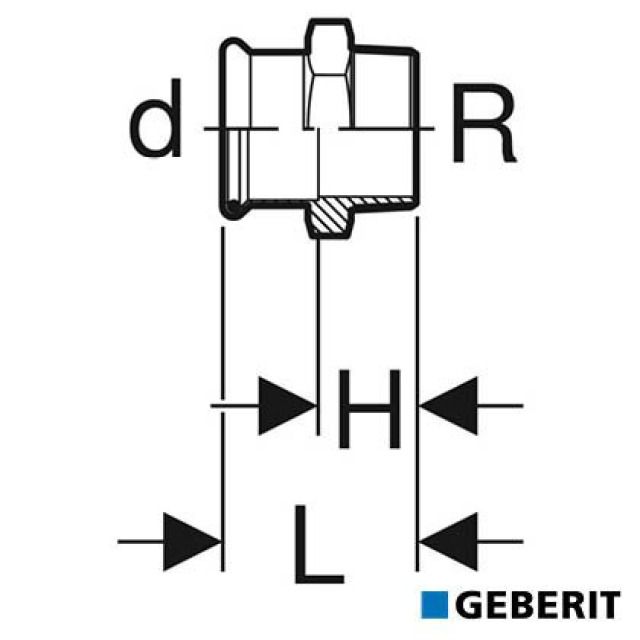 Geberit Mapress Therm
avec filetage extérieur
d=88.9, R=3"