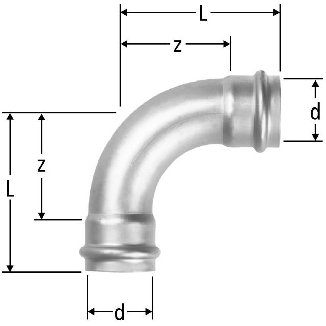 COUDE 90° OPTIPRESS GAZ
N°88000.25 DIAM. 28 MM