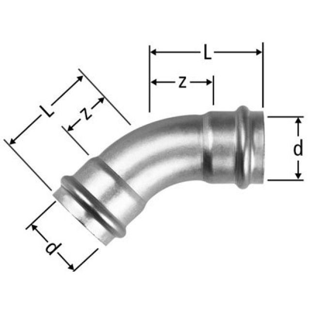 COUDE OPTIPRESS INOX 45°
28 MM   80003.25