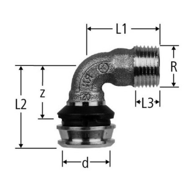OPTIFLEX FLOWPRESS BOGEN 90°
MIT AG 84245.22 16x3/4"