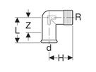 Equerre intermédiaire 90° Mapress acier carbone avec filetage extérieur