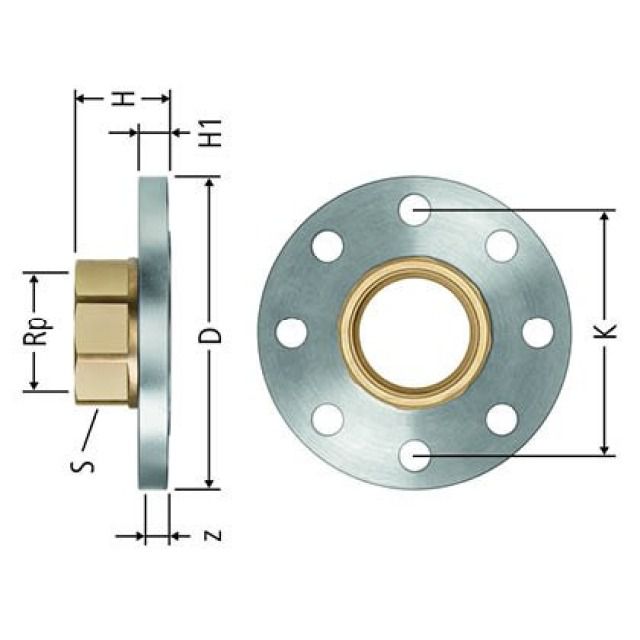 RN-Gewindeflansch PN 16 DN40