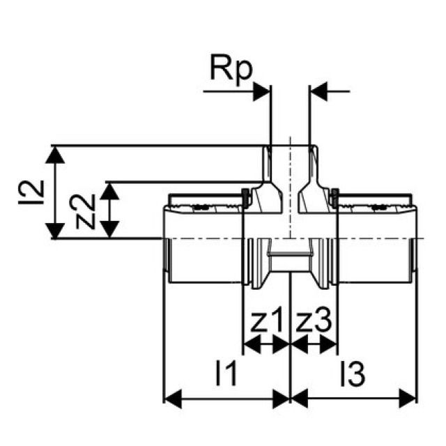 GF Uponor S-Press
té femelle 50-Rp1"FT-50