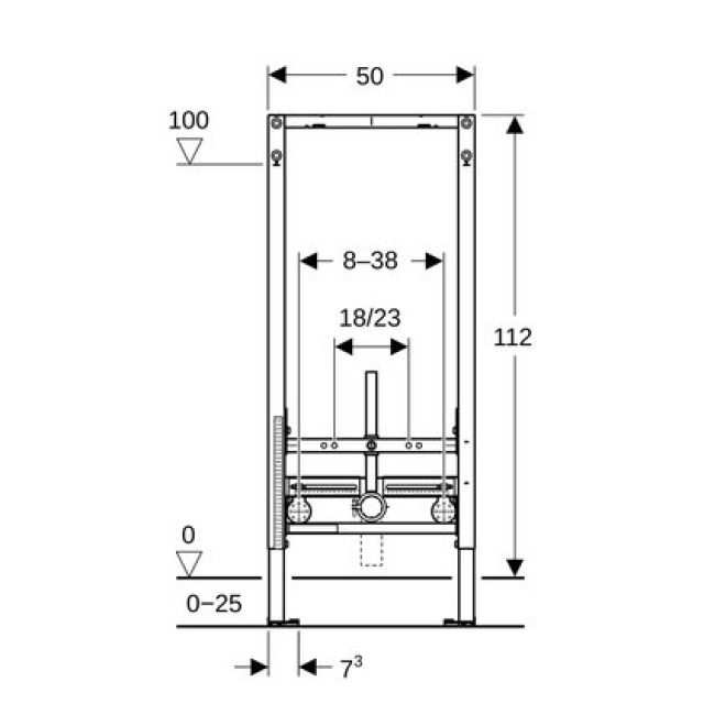 Wandbidetelement Geberit
Duofix, Montagerahmen
Breite 50 cm, Höhe 112 cm
mit Anschlusswinkel
Füsse und Armaturenplatte
verstellbar