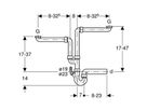 Geberit, Siphon à double chambre pour deux éviers, avec embout cannelé équerre, sortie horizontale
