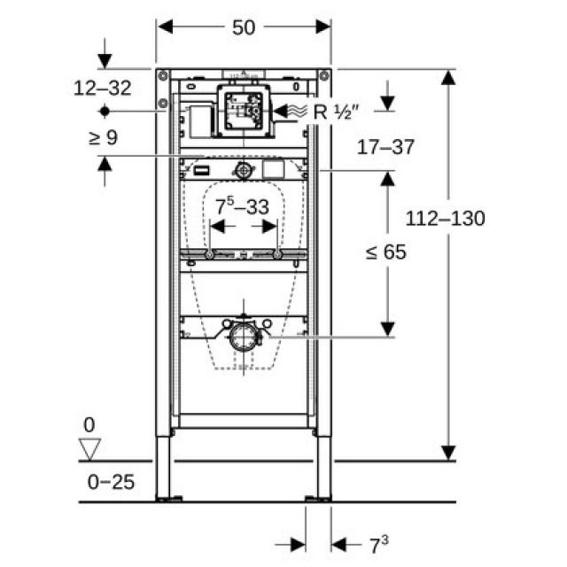 Élément Duofix urinoir,
112_130 cm, universel