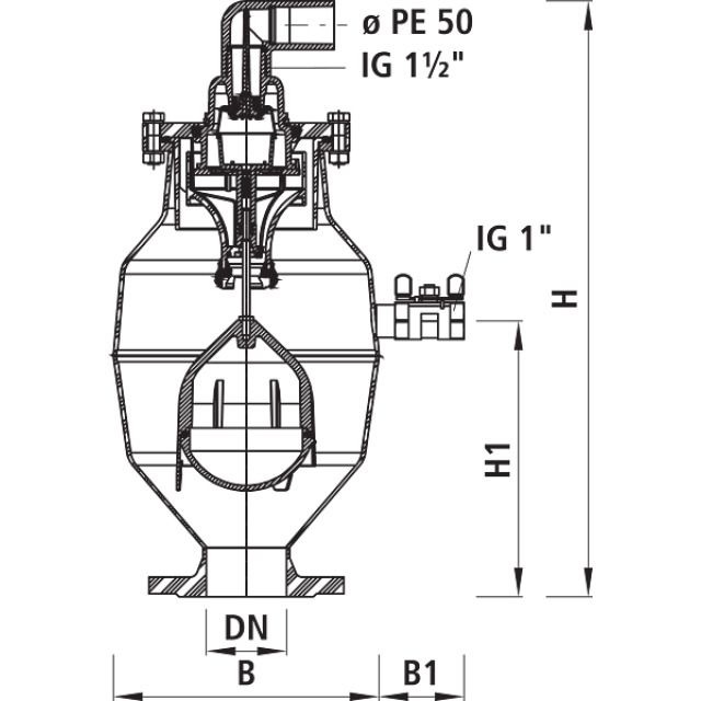 HAWLE BE- UND ENTLÜFTUNGSVENTIL
FÜR ABWASSER
9881        DN50        PN16