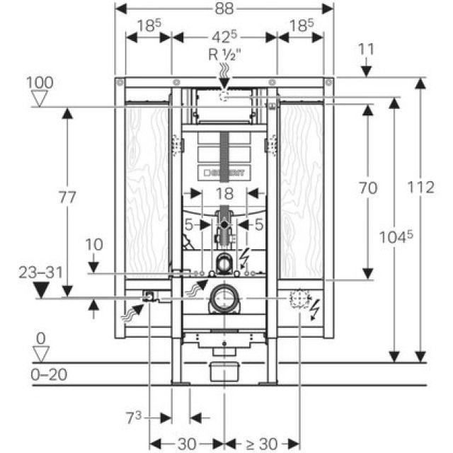 DUOFIX élément pourWC suspendu
poignée d'appui et de maintien
largeur 88 CM, 111.904