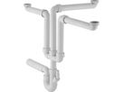 Geberit, Siphon à double chambre pour trois éviers, avec embout cannelé équerre, sortie horizontale